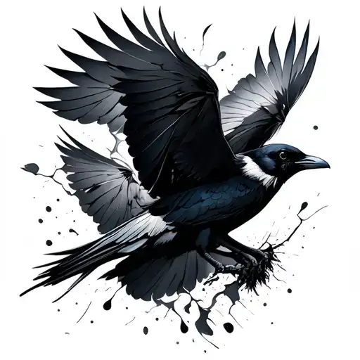 Feather Breaking Off Into Crows Flying