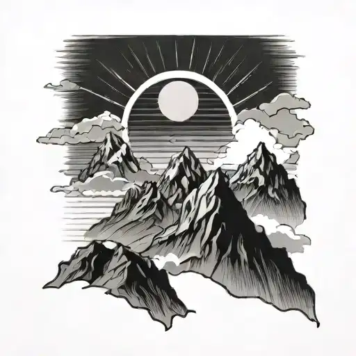 Mountain With Sun Shining