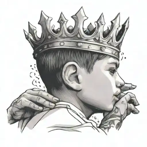 Hands Placing Crown On Top Of Boy