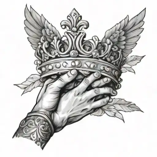Hands From Heaven Placing Crown On Boy