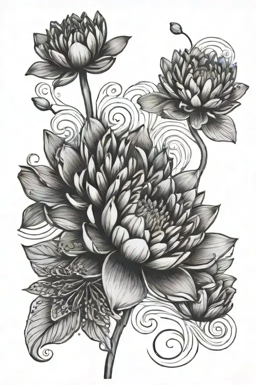 Water Lilly And Carnation Flower