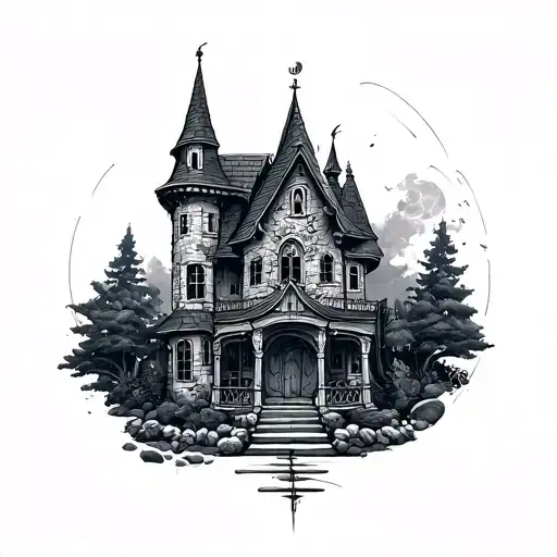 Disney Up House Tattoo Design Featuring