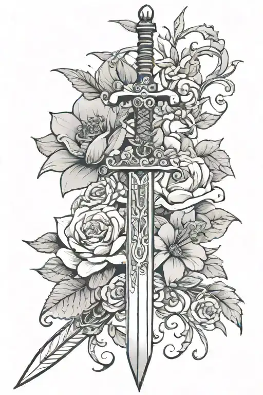 Sword And Flower Growing Feminine