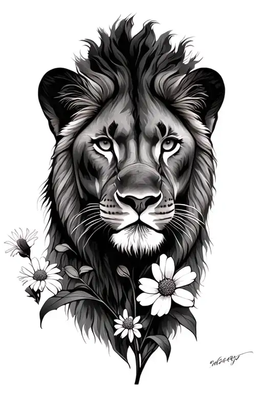 Wildflowers And Lioness