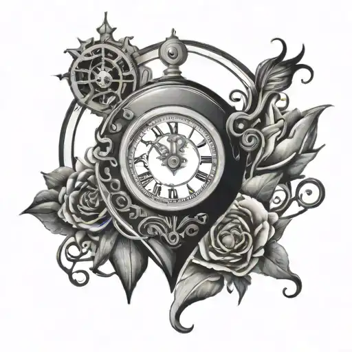 Heart And Clock Surrounded