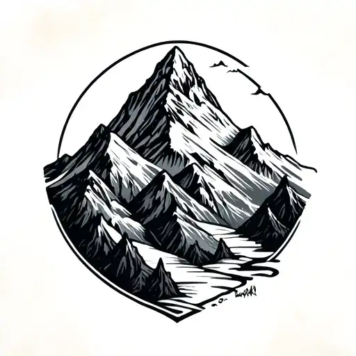 Moutain With Line