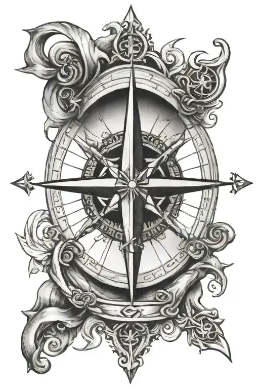 Patriotic Compass Cross Intertwined