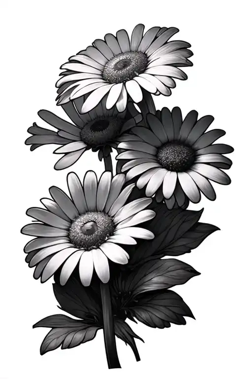 3 Daisys In A Row Wrapped Around Arm Sleeve And One Daisy Is Dead