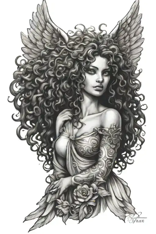 Female Guardian Angel Curly Hair