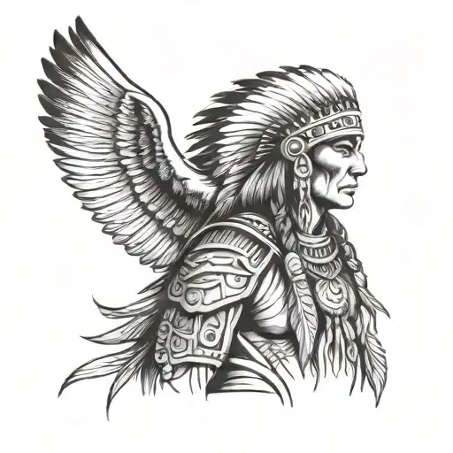 Indian Warrior With Eagle