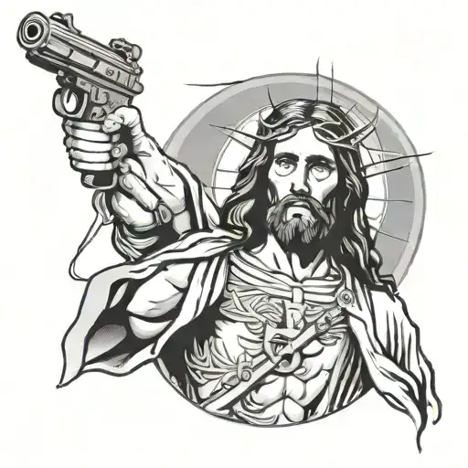 Jesus Christ With A Machine Gun