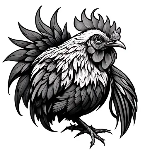 Celtic Cockerel Black And White