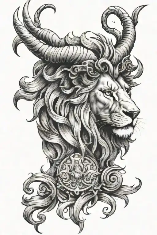 Lion With Rams Horns