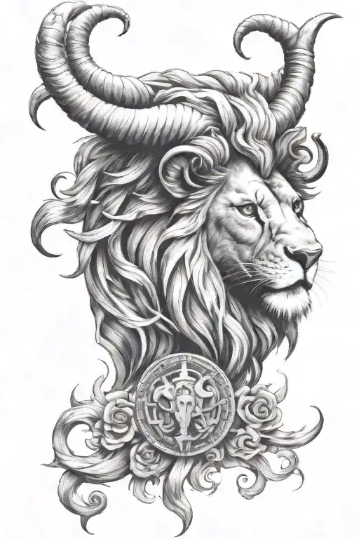 Lion With Rams Horns
