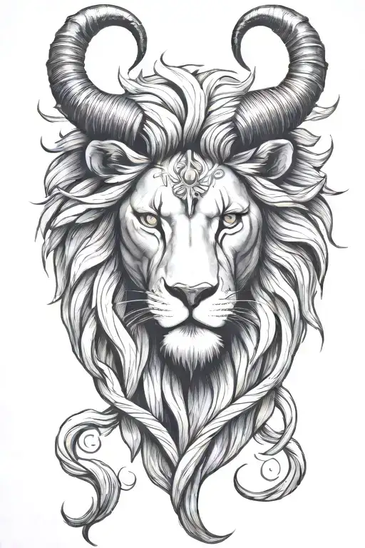 Lion With Rams Horns