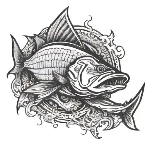 Snook Fish With Knife Cutting It