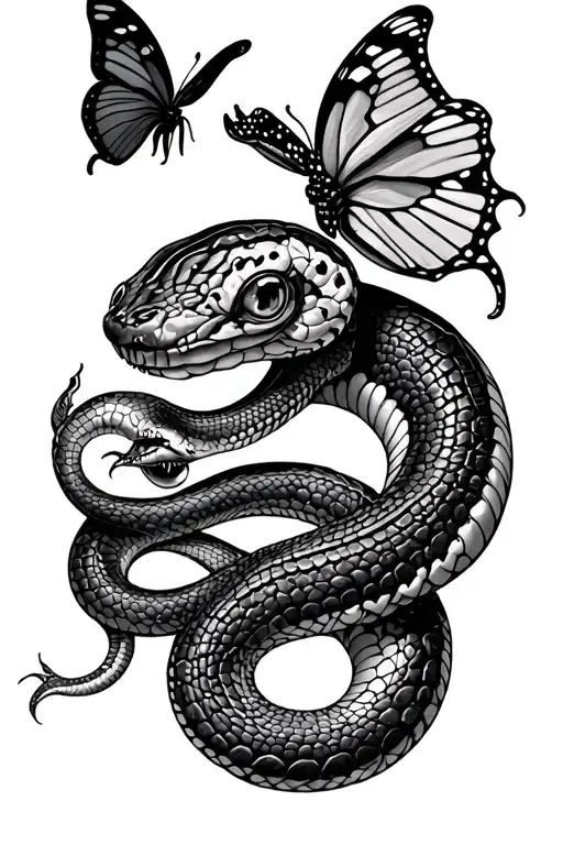 Butterfly And A Snake With Words