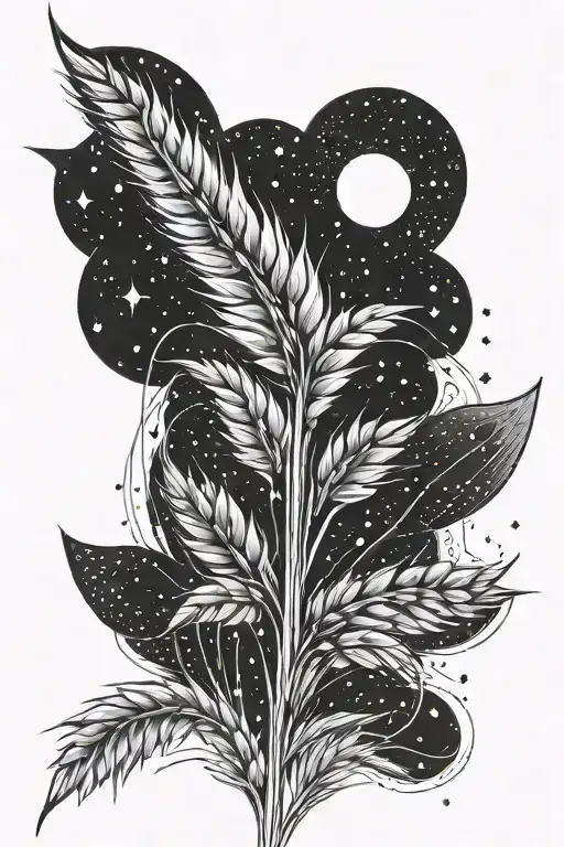 Ear Of Wheat Transitioning Smoothly Into Aquarius Star Constellation