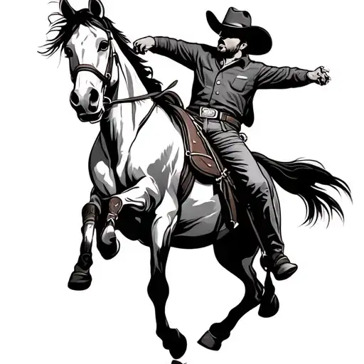 Rodeo Cowboy Bareback Bucking Horse