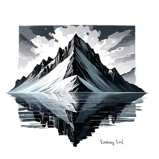 Mountain That Transitions Into An Iceberg On The Water From Left To Right