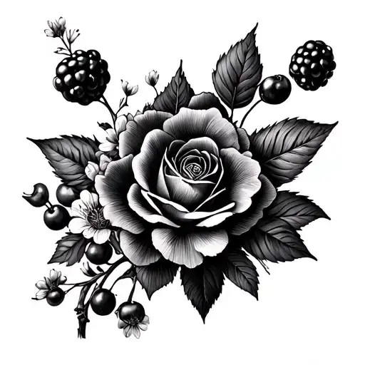 Wildflower Tattoo Sleeve Including Blackberries Wild Roses Cherry Blossoms