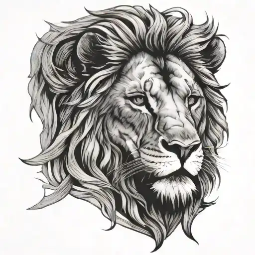 Detailed Lion Head With Mane Showcasing Strength