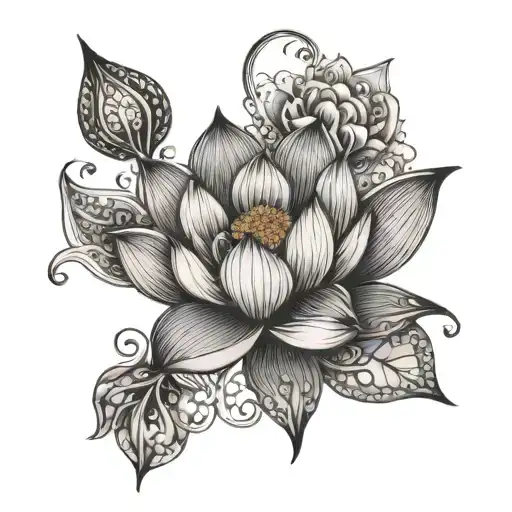 Lotus Flower And Floral Ornament