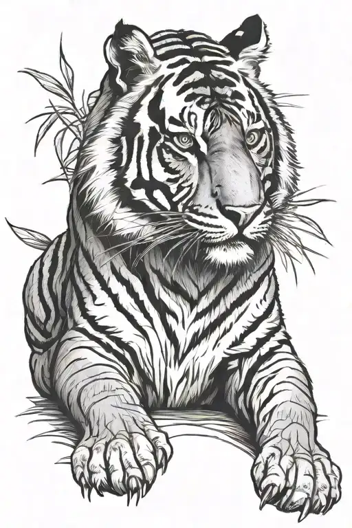 Tiger Bamboo Sitting Alone