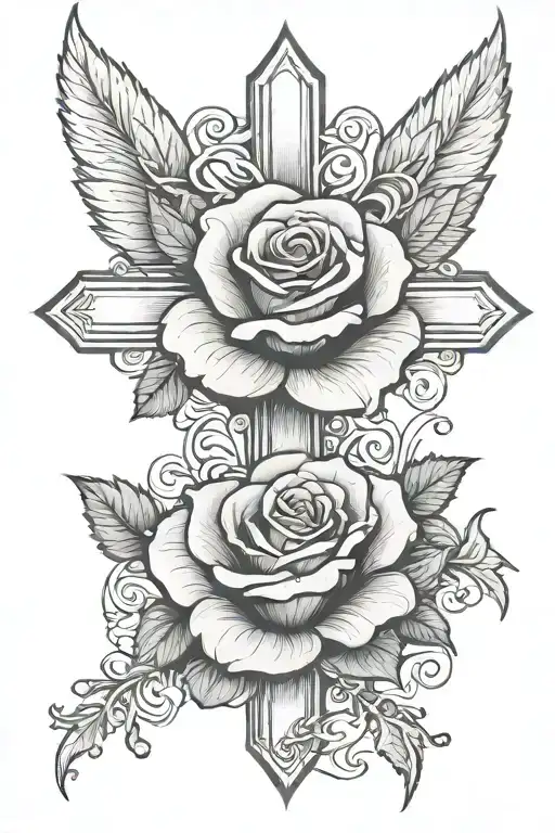 Cross And Rose Intertwined
