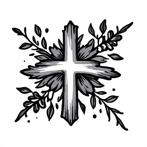 Simple Cross Remember My Grandma With Lines