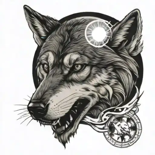 Solar Eclipse Being Eaten By A Wolf Head