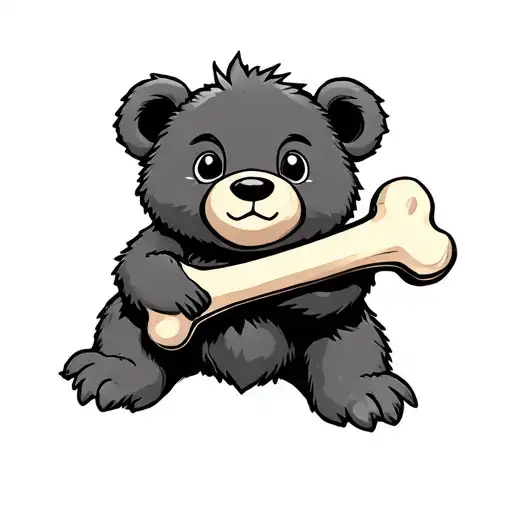 Cute Bear Holding A Bone