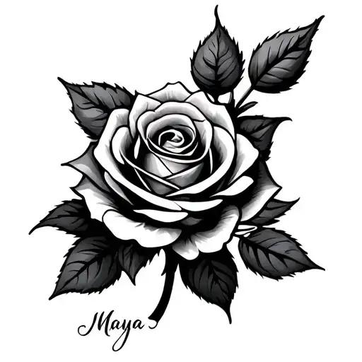 Abstract Rose With Maya Written In The Stem