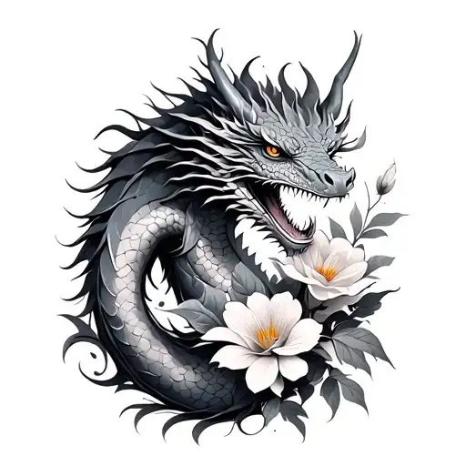 Dragon And Flowers