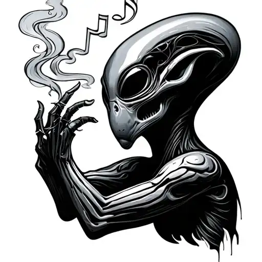 Alien Smoking Sagittarius Music Notes