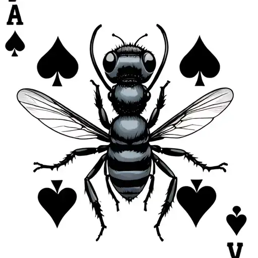 Yellowjacket Wasp With Queen Of Hearts Playing Card