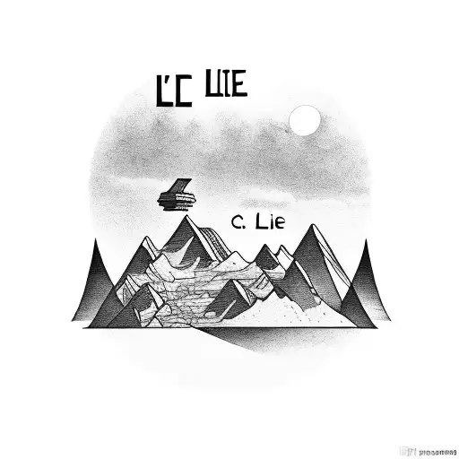 Rectangle With Top Line Of Mountain With The Words C'est La Vie At Bottom Of Rectangle