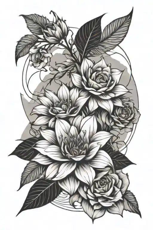 Sunset And Flowers And Geo Patern