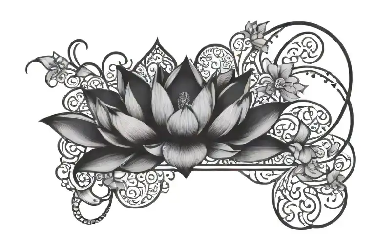 Arabic Text With Lotus Flowers Wrapped