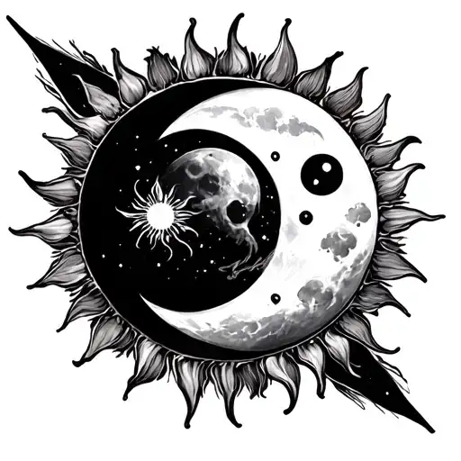 Alternative Sun And Moon Tattoo Greek Inspired Realistic