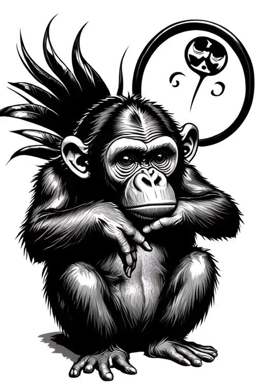 Hear No Evil See No Evil Monkey Sitting