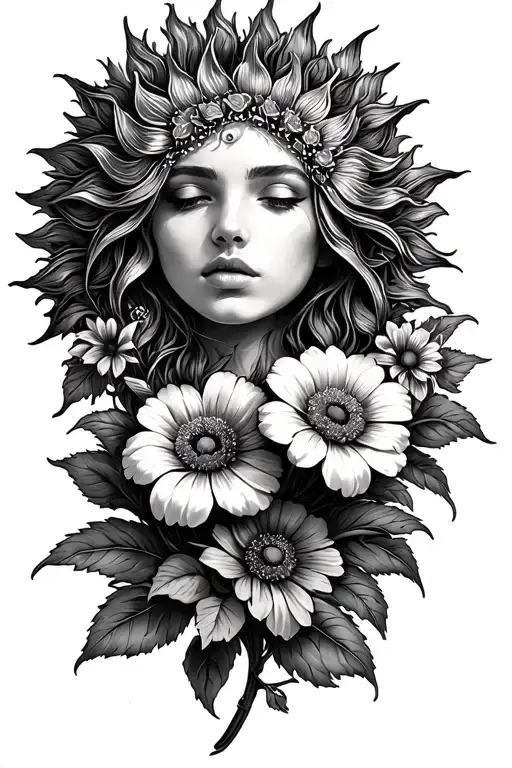 Sun And Flowers Wrapped