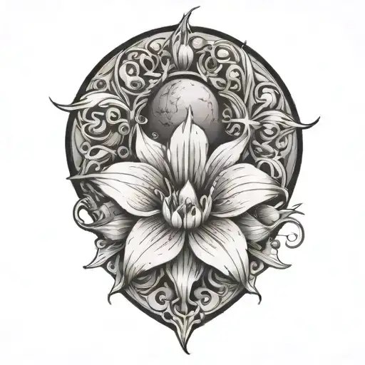Tattoo Redeeming Holiness Through A Flower And Moon