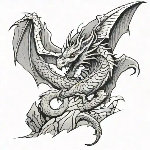 Dragon Wrapped Loosely On Cliff Side