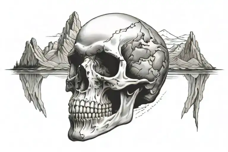 Skull With Mountains Inside