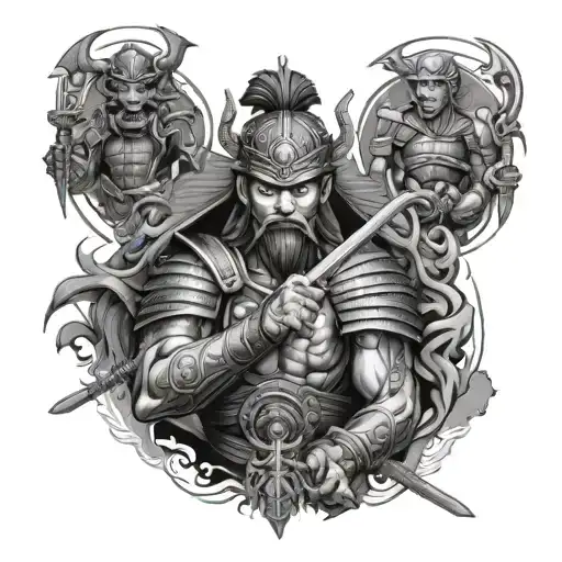 Fusion Of Samurai And Egyp Ancient Gods