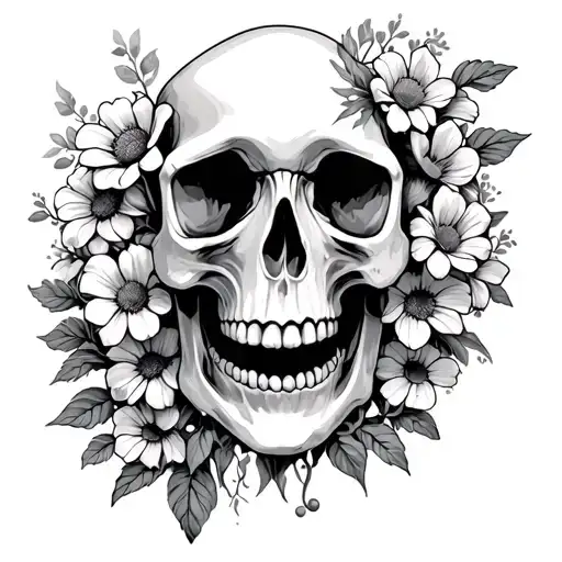 Skull With Flowers Growing Out