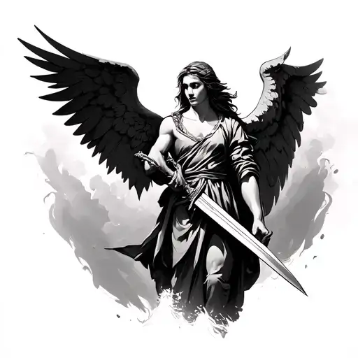 Powerful Angel Holding A Sword