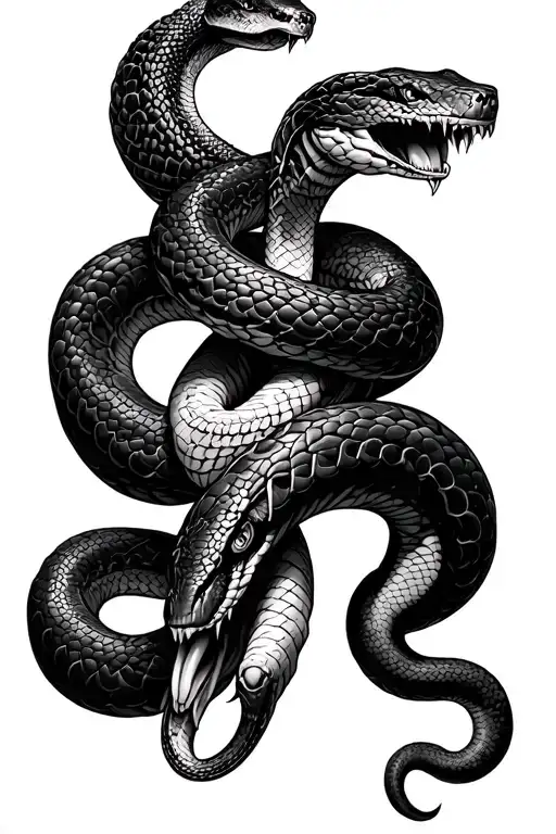 Two Snakes Wrapping Hand Around And Biting In The Gothic Style