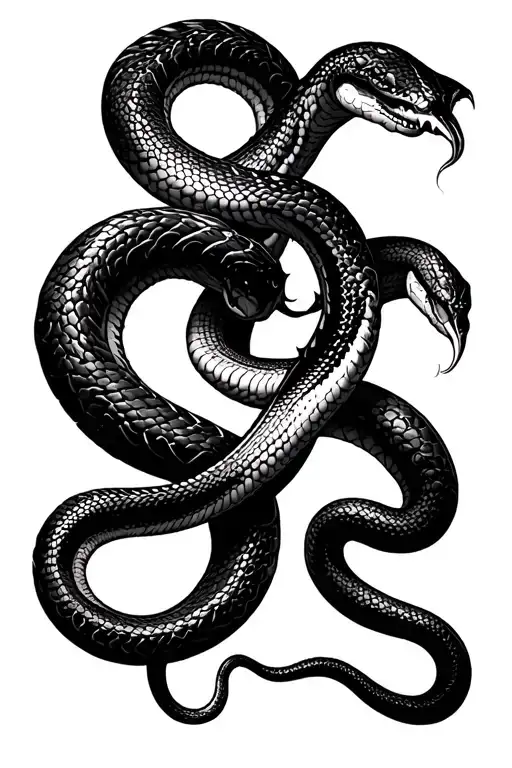 Two Snakes Wrapping Hand Around And Biting In The Gothic Style